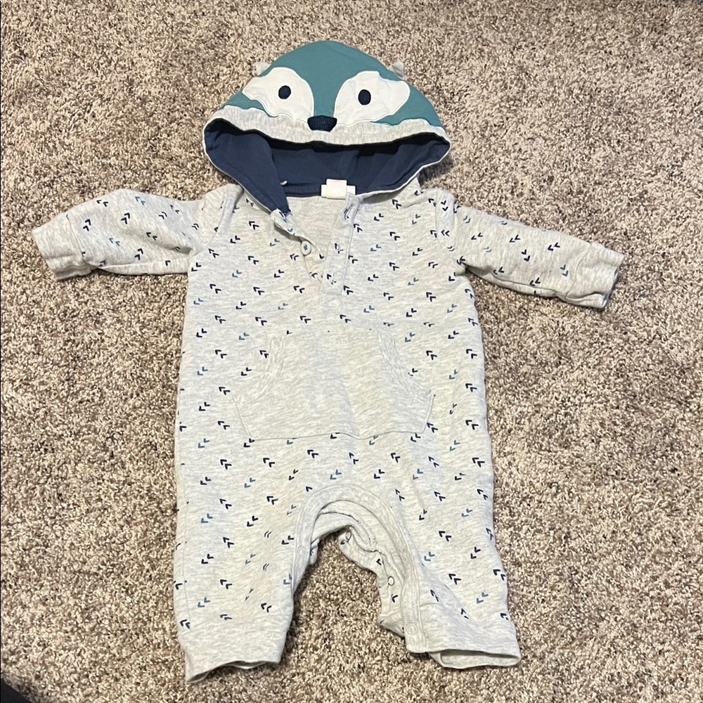 Cat & Jack Gray and Teal Fox Hooded Footie